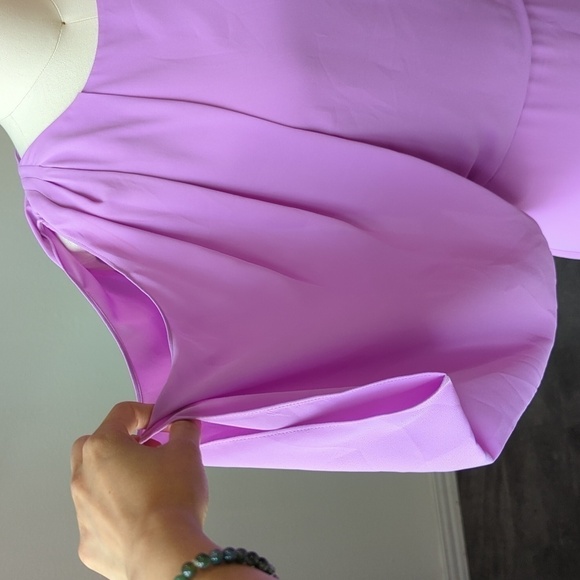 Halston Heritage Drape Back Tulip Split Sleeve Chiffon Dress Purple 6 party - Picture 7 of 13